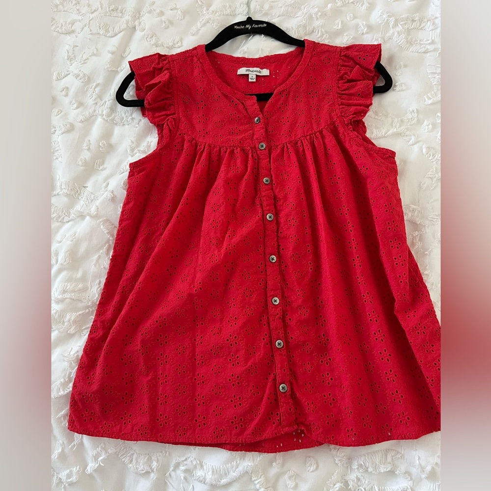 Madewell keyhole red top